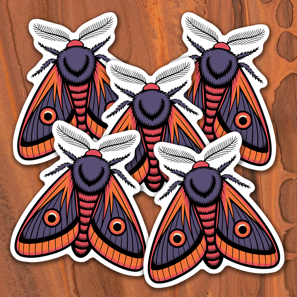 Small 2" Moth Sticker Bundle - Waterproof, Fade-Resistant Decal Stickers Moths Insect Bug