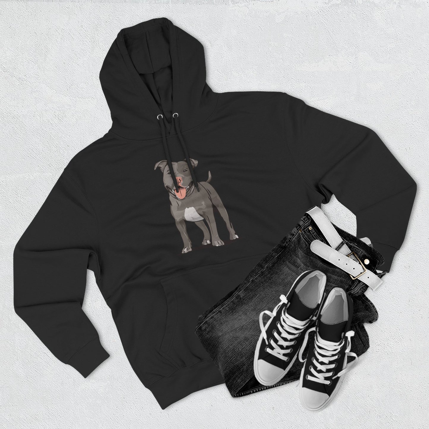 Gray Pitbull Dog Fleece Hoodie, Pit Bull Terrier Dogs Pullover Sweatshirt, Dog Owner Gift, Cozy Puppy Furbaby Hoodies