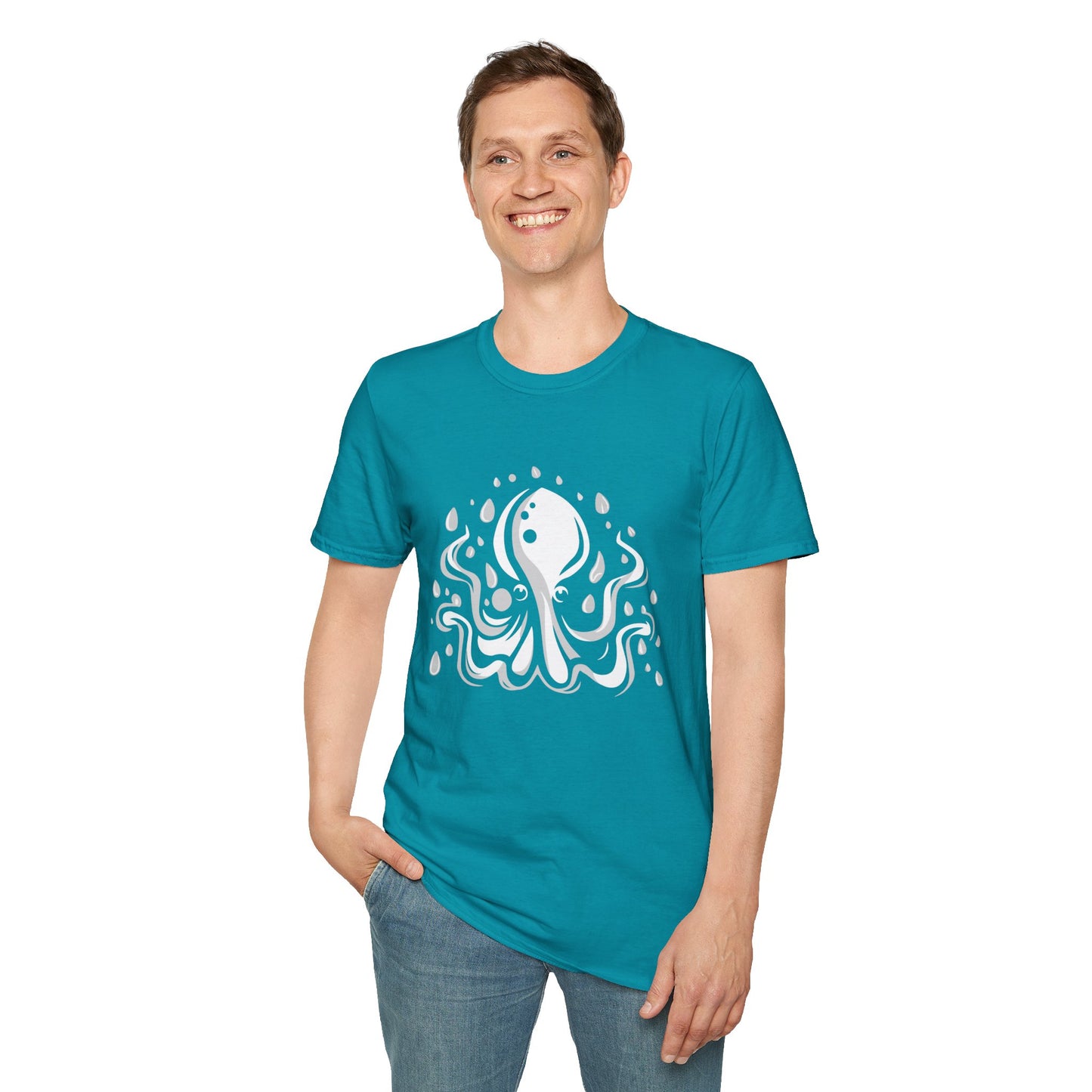 Elusive Octopus Soft T-shirt Unisex Softstyle Tee with Octopus Sea Creature Print