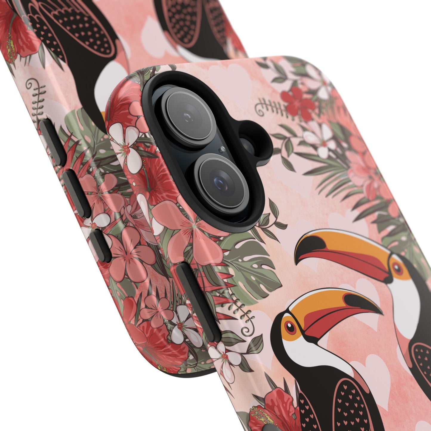 Toucan Tropical Love Birds Phone Case | Tropic Toucans Floral Hearts Art Cell Phone Cases