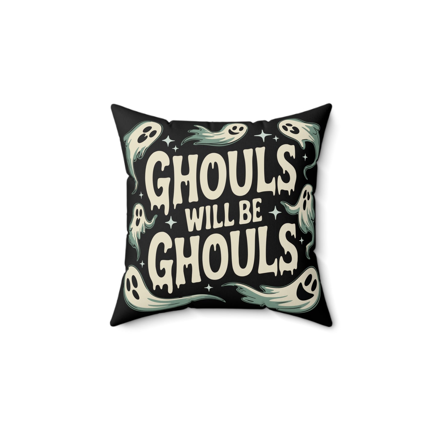 Halloween Throw Pillow, Ghouls Will Be Ghouls Spooky Ghost Faux Suede Pillow & Cover, Gothic Fall Holiday Home Decor