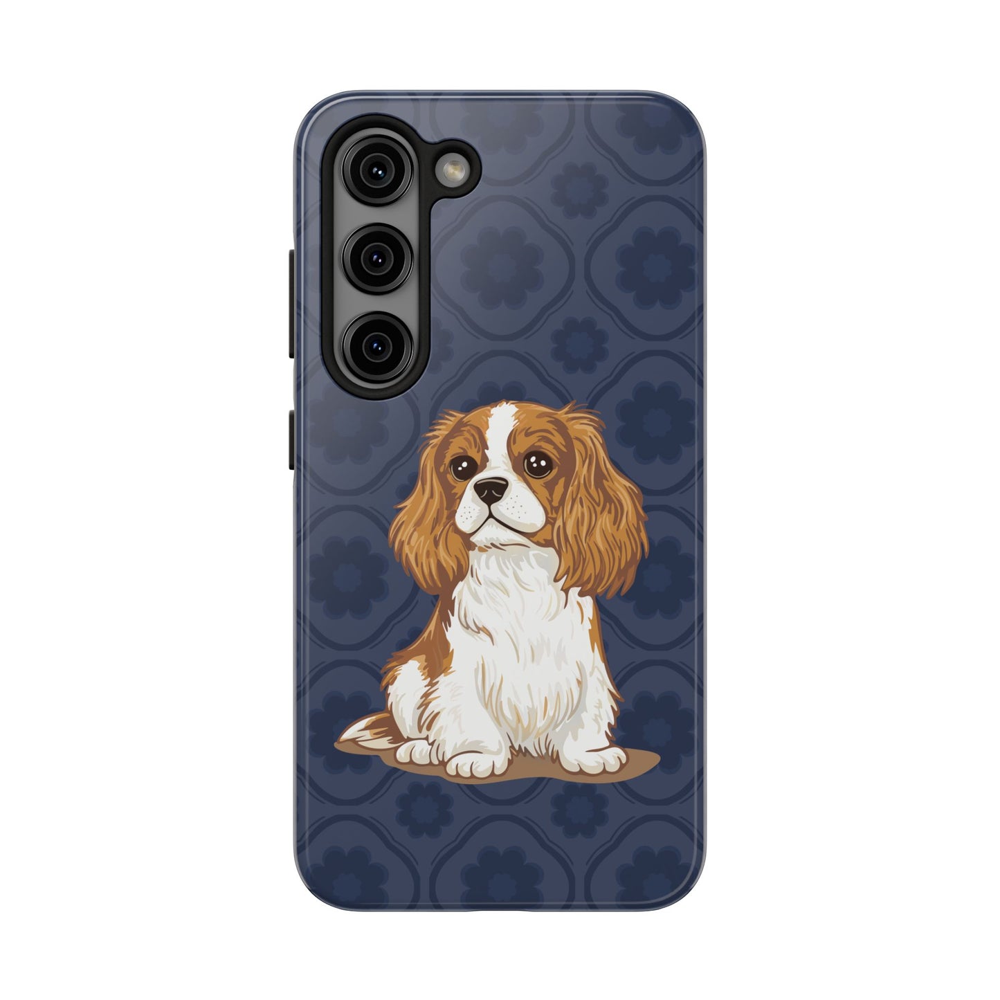 Cavalier King Charles Spaniel Dog Phone Case, Tough Phone Cases Pet Dogs Blue Pattern