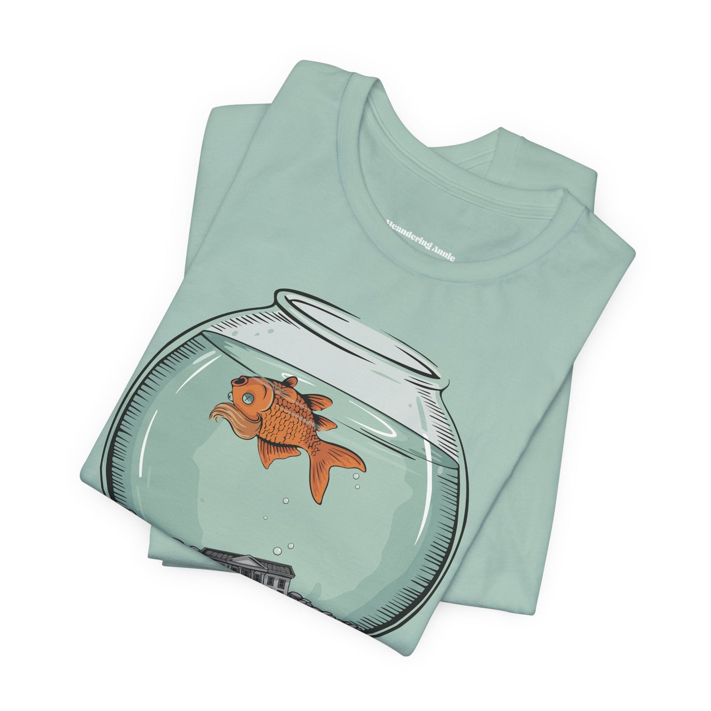 Dead Goldfish In A Fishbowl T-shirt, Funny Politics Tee, Leftist Liberal Political Humor Shirts, Orange Fish Floating in Tank Unisex Top