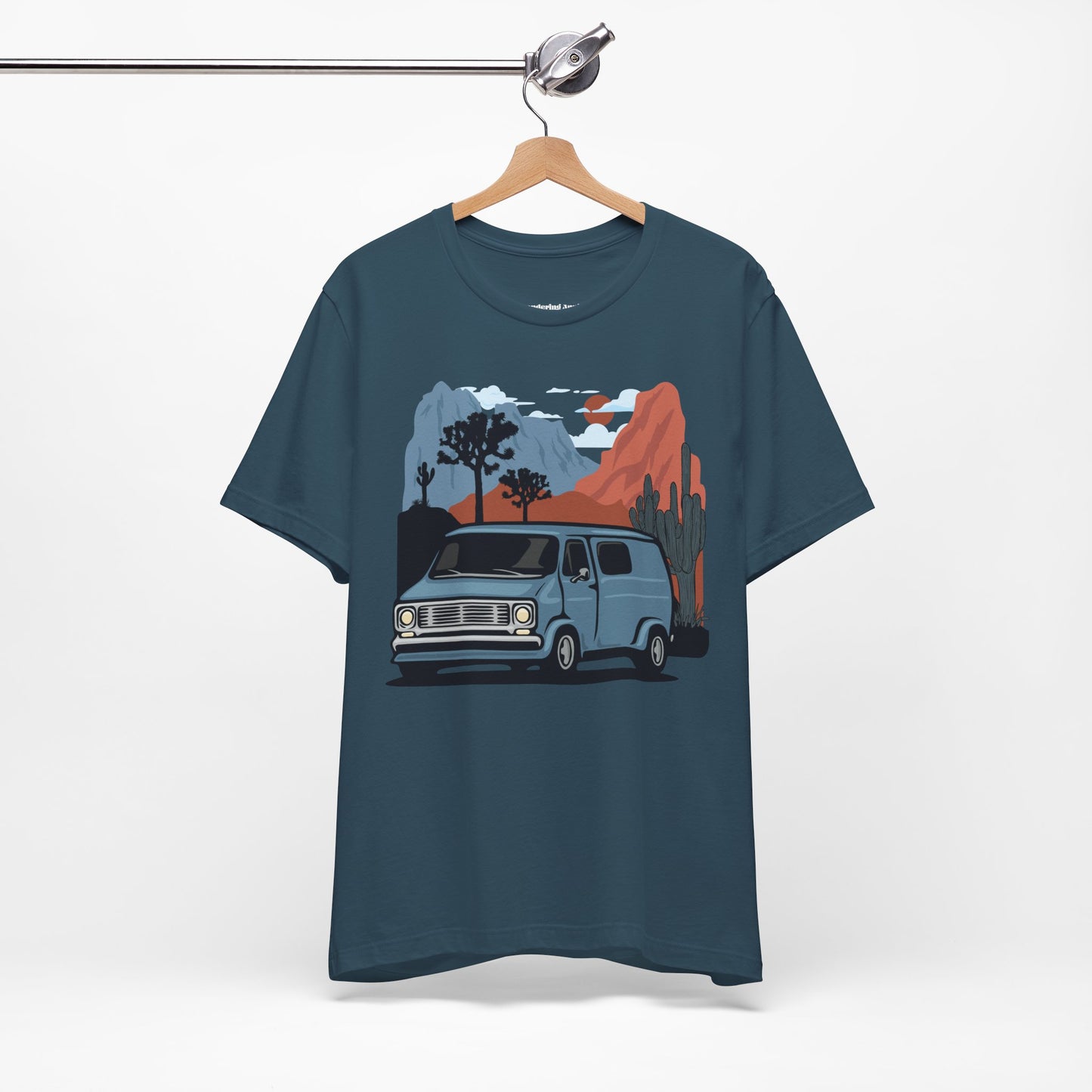 Retro Camper Van T-Shirt | Desert Landscape, Vanlife Cactus Joshua Tree Road Trip Graphic Tee