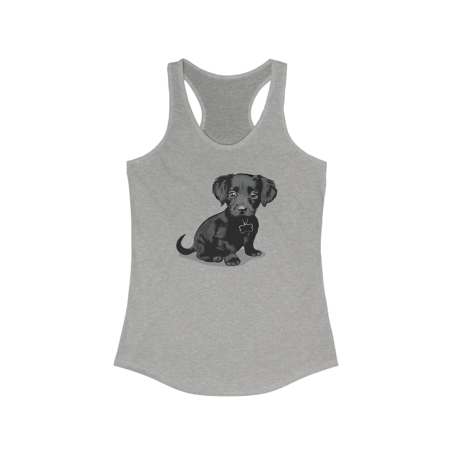 Chiweenie Puppy Women's Tank Top, Dog Lover Racerback Shirt, Long Haired Chihuahua Dachshund Mix Pup Graphic Tops, Sleeveless Summer Apparel