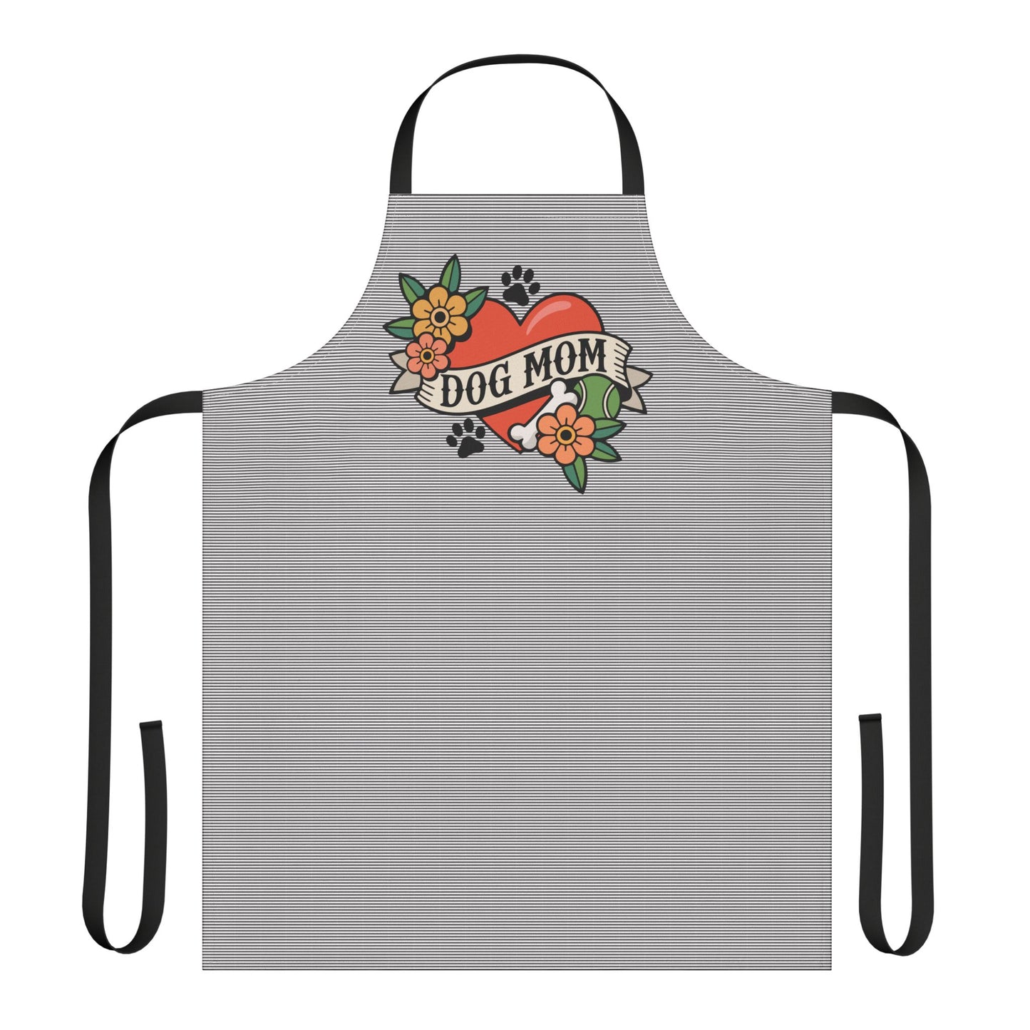 Dog Mom Heart Tattoo Apron | Floral Dogs Paw Print Kitchen Aprons, Childless Dog Lady Cooking Accessories