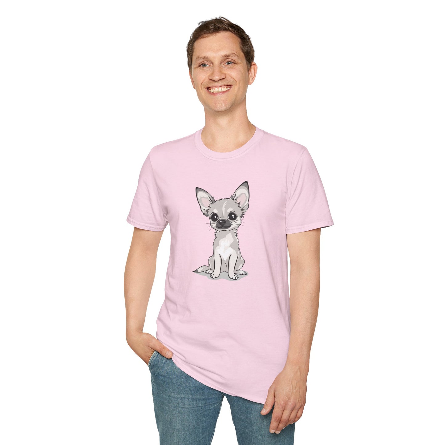 White Chihuahua Puppy Dog T-Shirt - Mens Womens Unisex Cotton Chihuahuas Dogs Pet Short Sleeve Tee Puppies Design Shirts