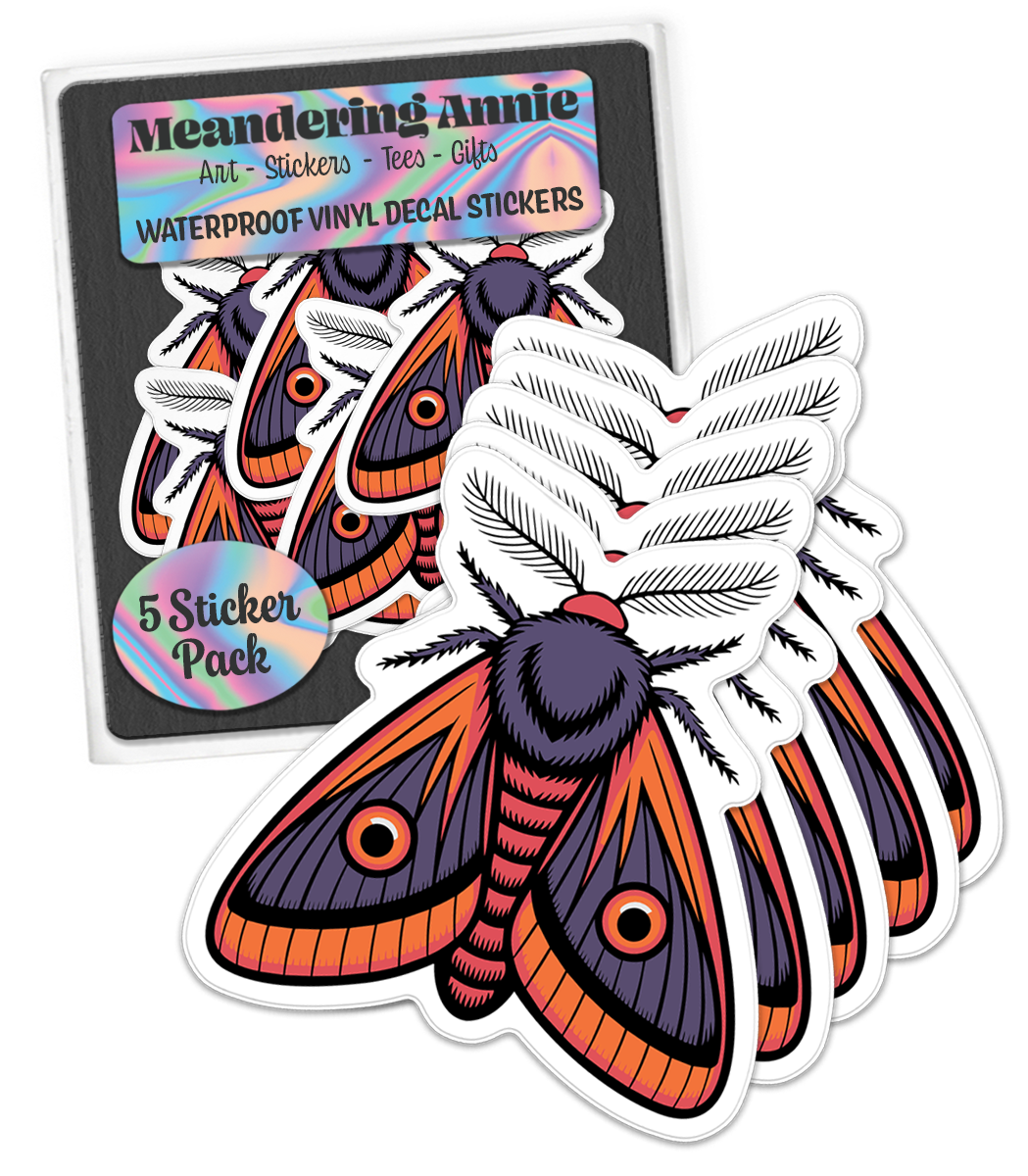 Small 2" Moth Sticker Bundle - Waterproof, Fade-Resistant Decal Stickers Moths Insect Bug