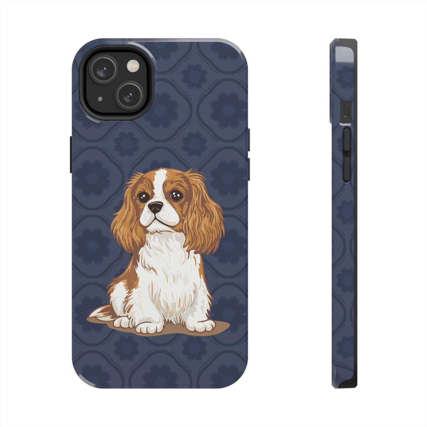 Cavalier King Charles Spaniel Dog Phone Case, Tough Phone Cases Pet Dogs Blue Pattern