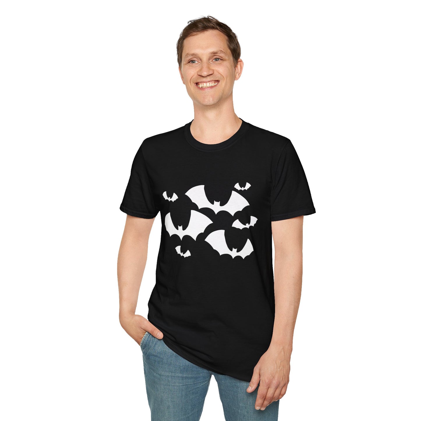 Bats Spooky Halloween Soft T-shirt Unisex Softstyle Tee Mens Womens Gothic Witchy Shirts