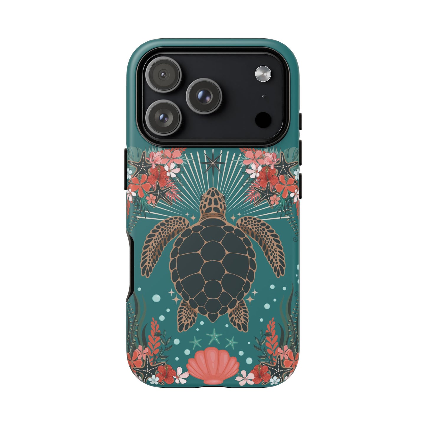 Sea Turtle Illustration Phone Case | Ocean Turtles Coral Floral Pattern Cell Phone Cases - Iphone, Google Pixel, Samsung - Matte Finish