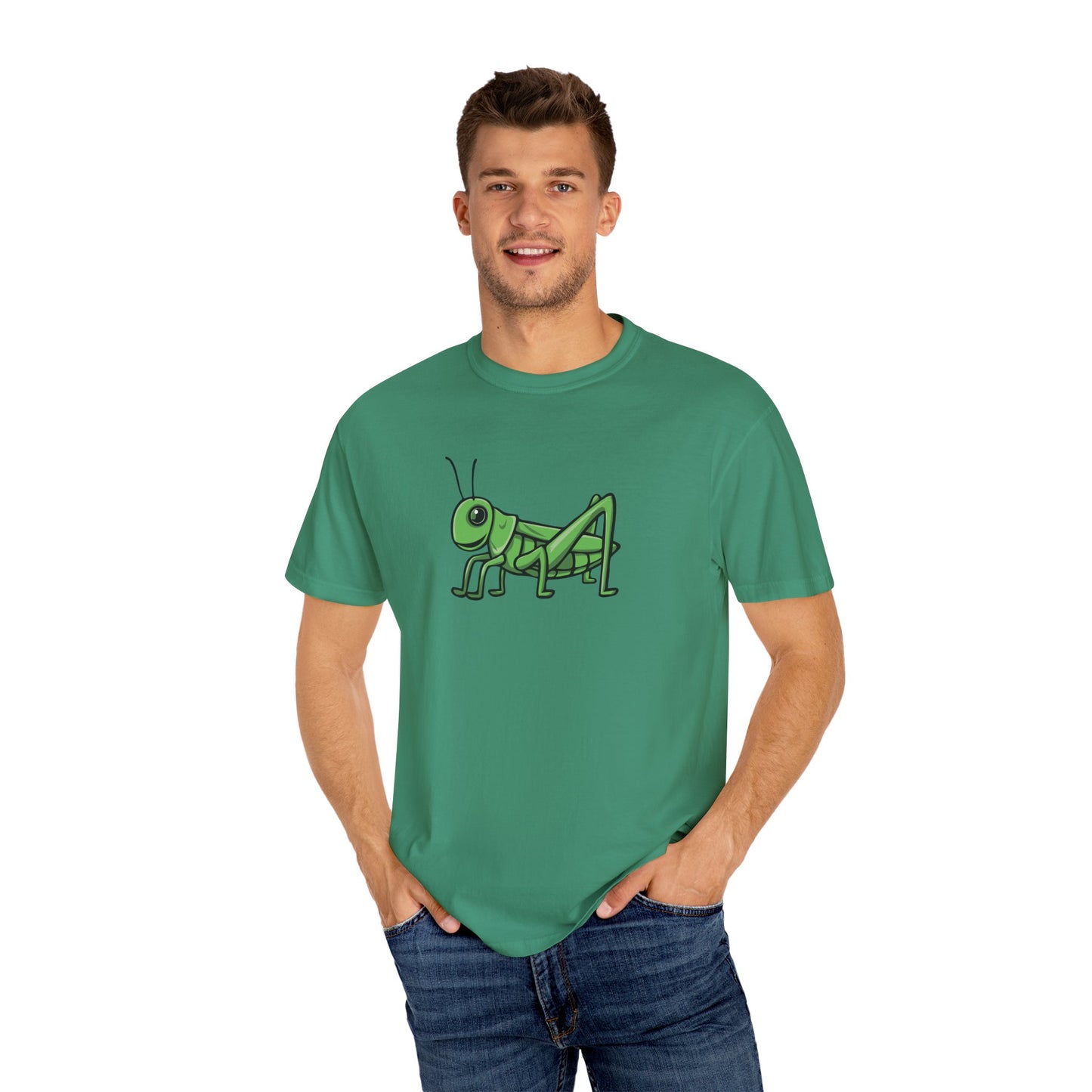 Grasshopper T-shirt Unisex Garment-Dyed Tee with Grass Hopper Bug Insect Print Mens Womens Tshirt