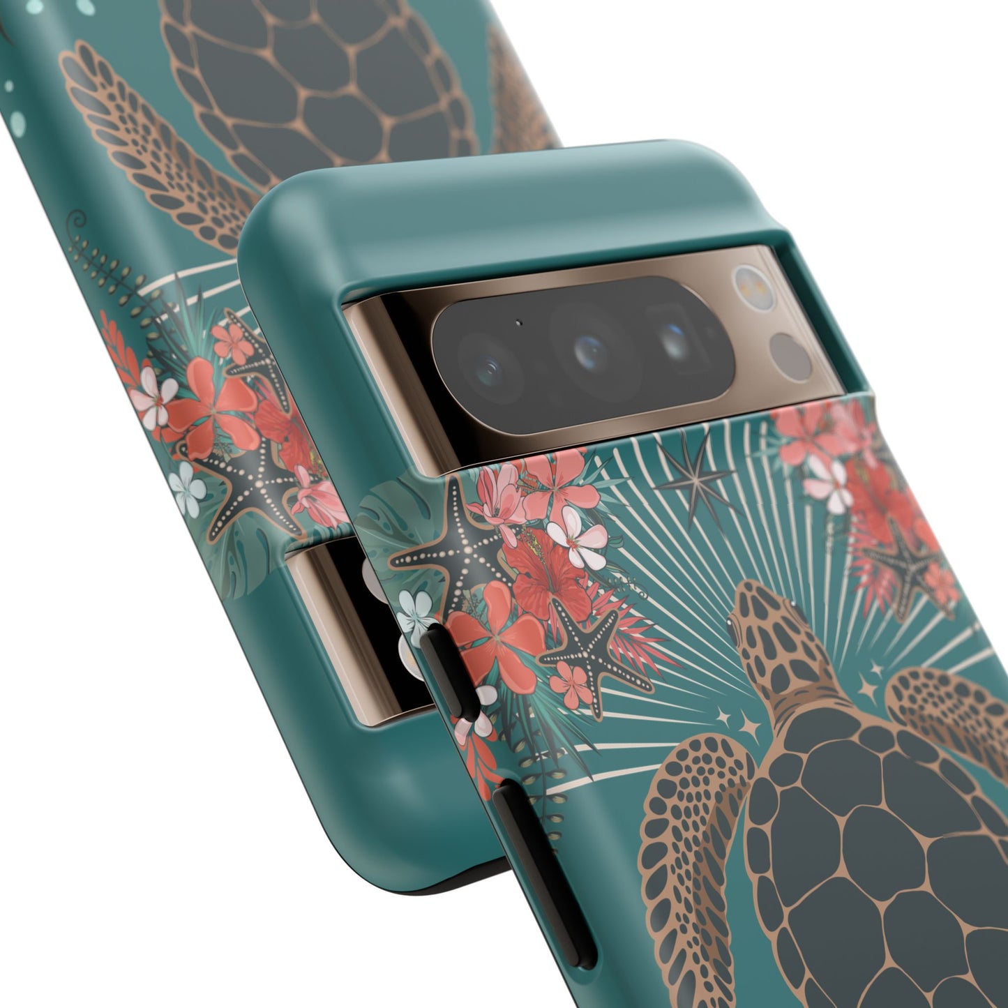 Sea Turtle Illustration Phone Case | Ocean Turtles Coral Floral Pattern Cell Phone Cases - Iphone, Google Pixel, Samsung - Matte Finish