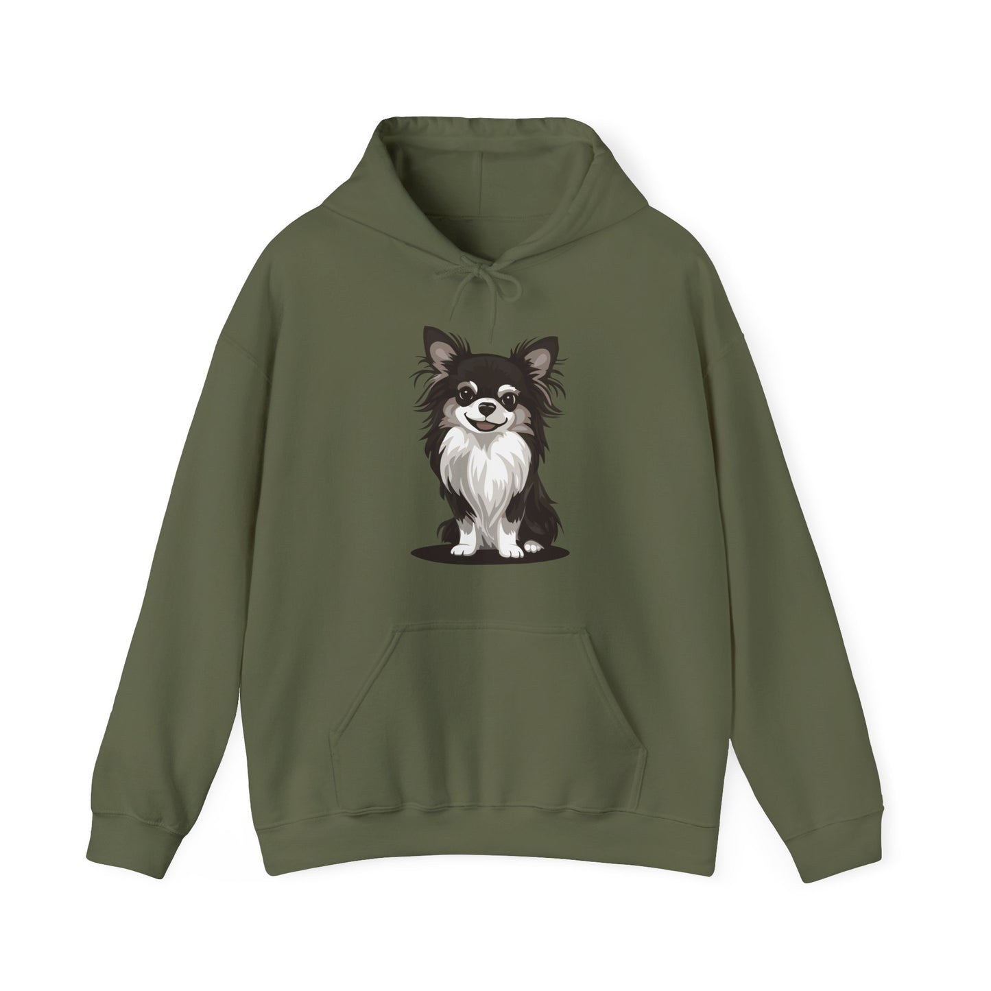 Black Long Haired Chihuahua Pullover Hoodie Hooded Sweatshirt Cute Chihuahuas Puppy Dog Pet Print Men Women Unisex