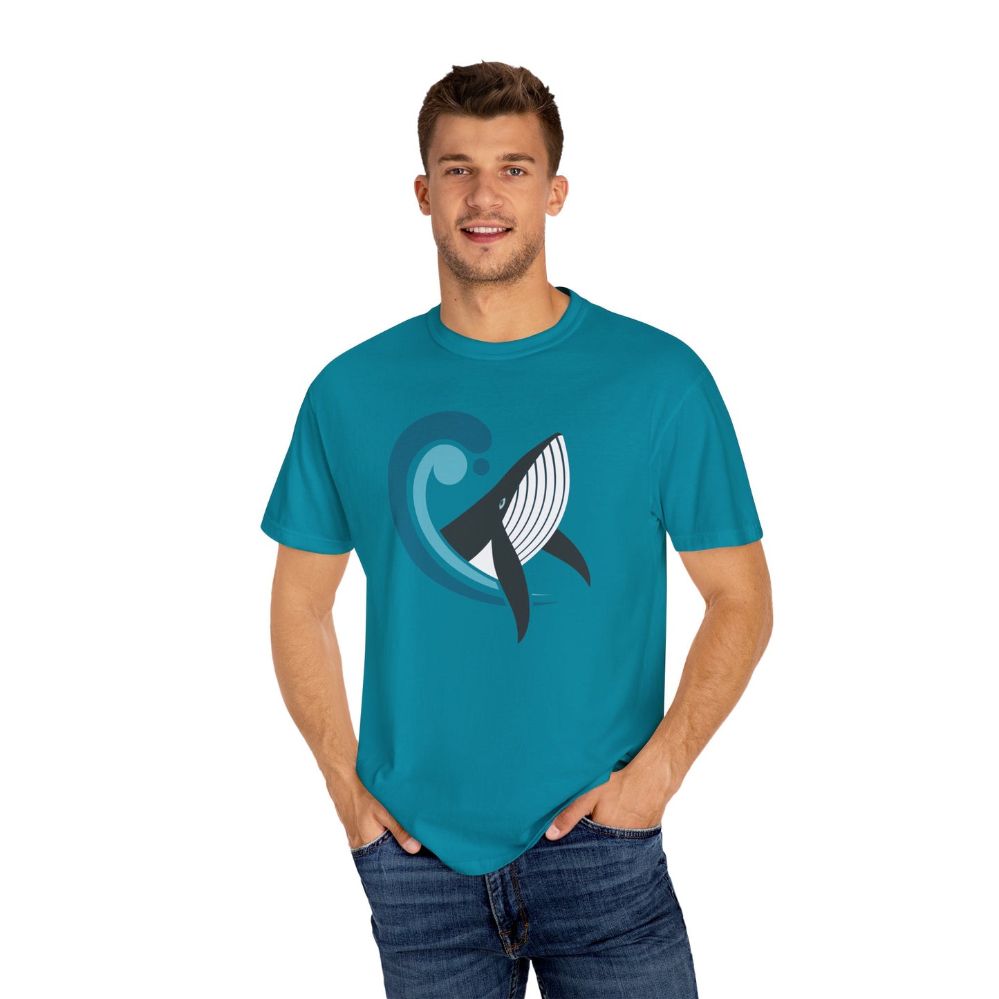 Majestic Whale T-shirt Unisex Mens Womens Garment-Dyed Tee with Sea Animal Whale rint