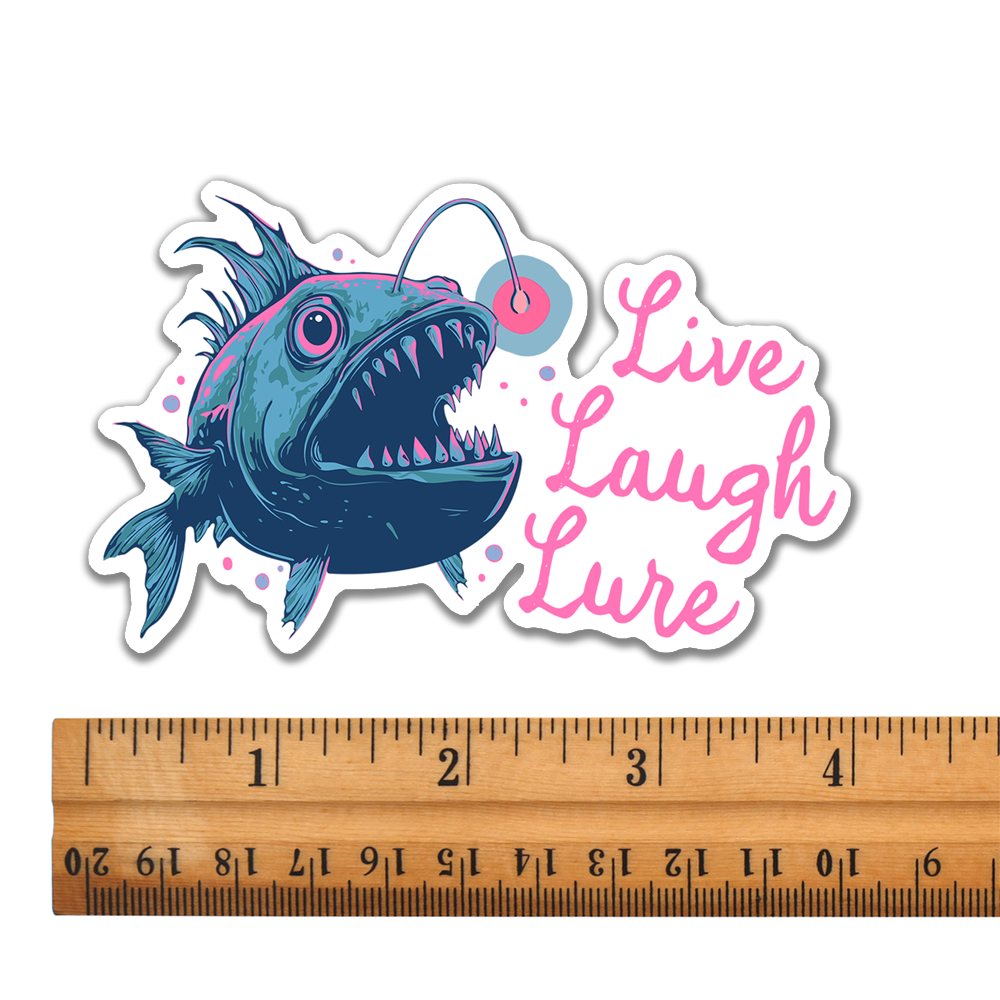 4" Anglerfish Live Laugh Lure Sticker - Deep Sea Angler Fish Decal Stickers