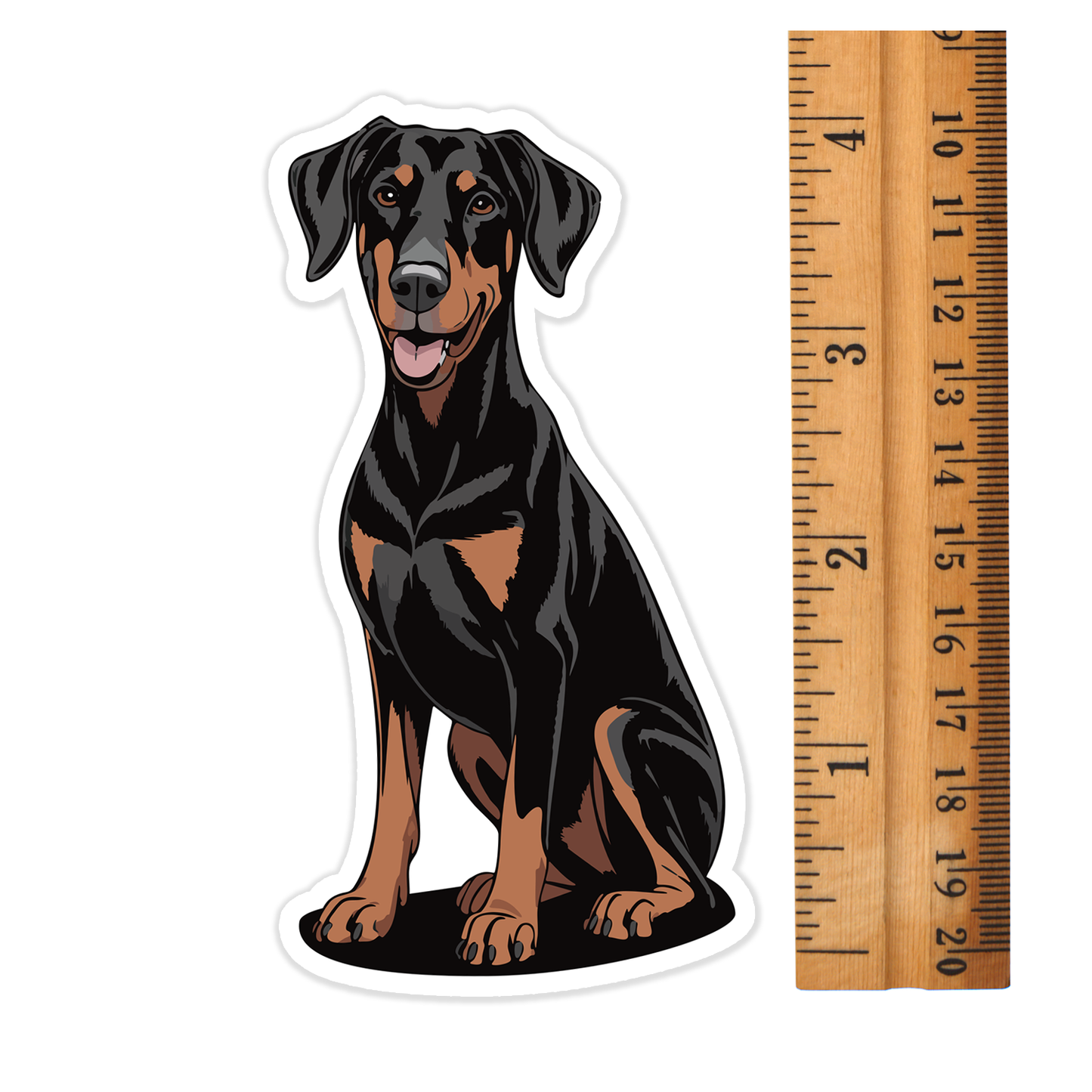 4" Doberman Pinscher Dog Sticker - Vinyl Decal Stickers Black Brown Dogs Design Waterproof Pup Pet Decals
