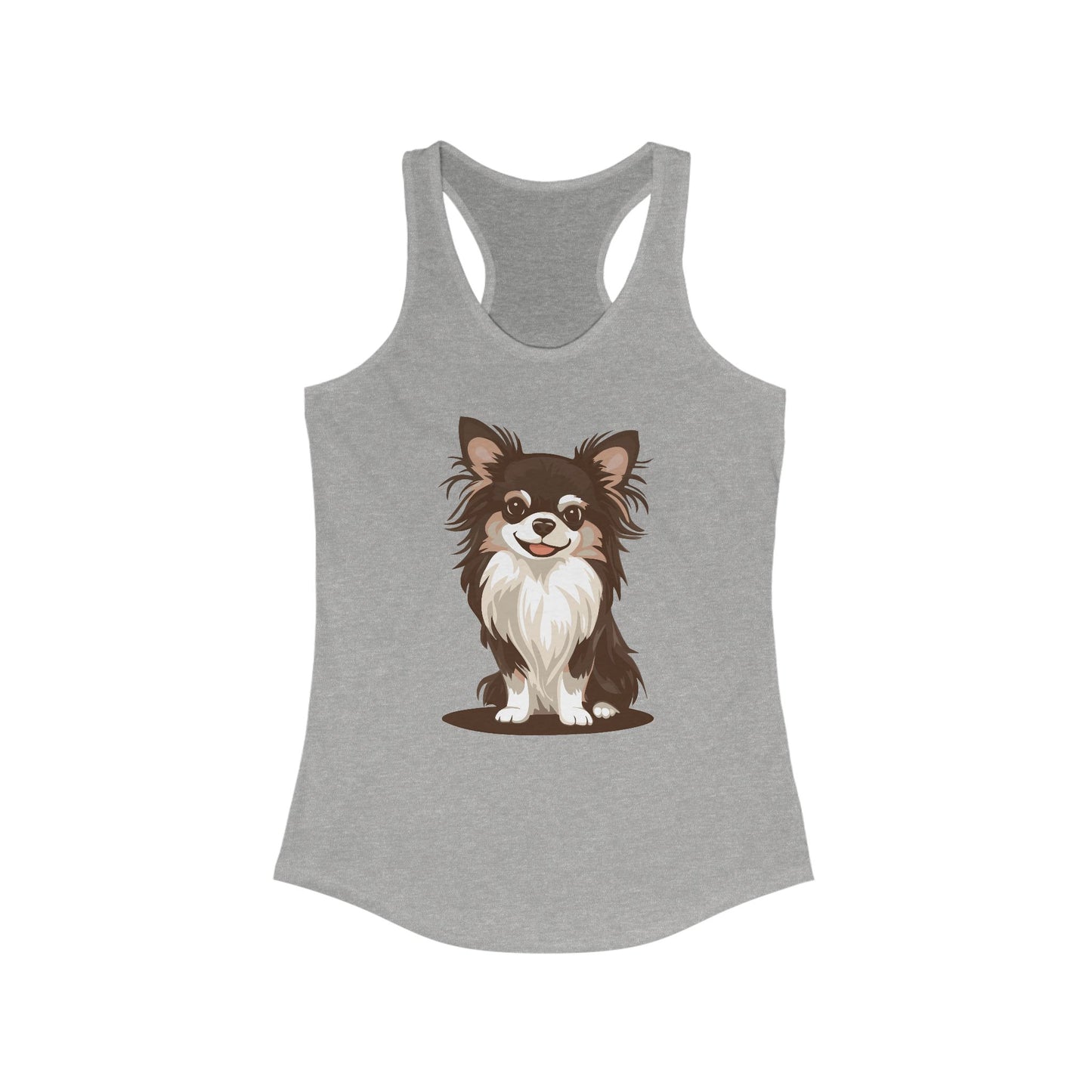 Long Haired Chihuahua Dog Tank Top, Womens Racerback Sleeveless Tops, Long Coat Chihuahuas Dogs Apparel