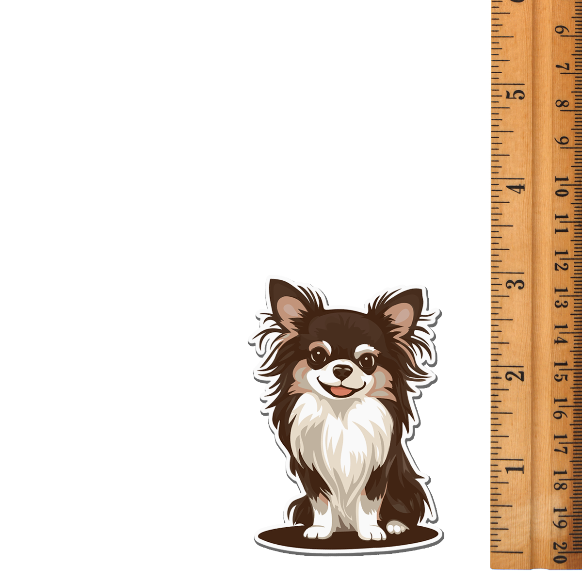Long Haired Chihuahua Dog Magnet, 3" Brown Long Coat Chihuahuas Dogs Vinyl Fridge Magnets