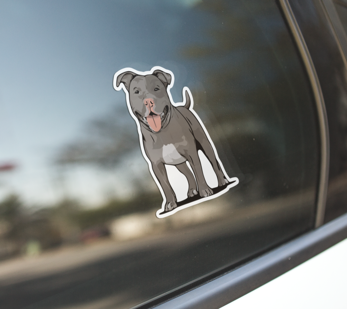 Pit Bull Terrier Dog Sticker - 3" Gray Pitbull Vinyl Decal Stickers Puppy Dogs Design Waterproof Pittie Decals