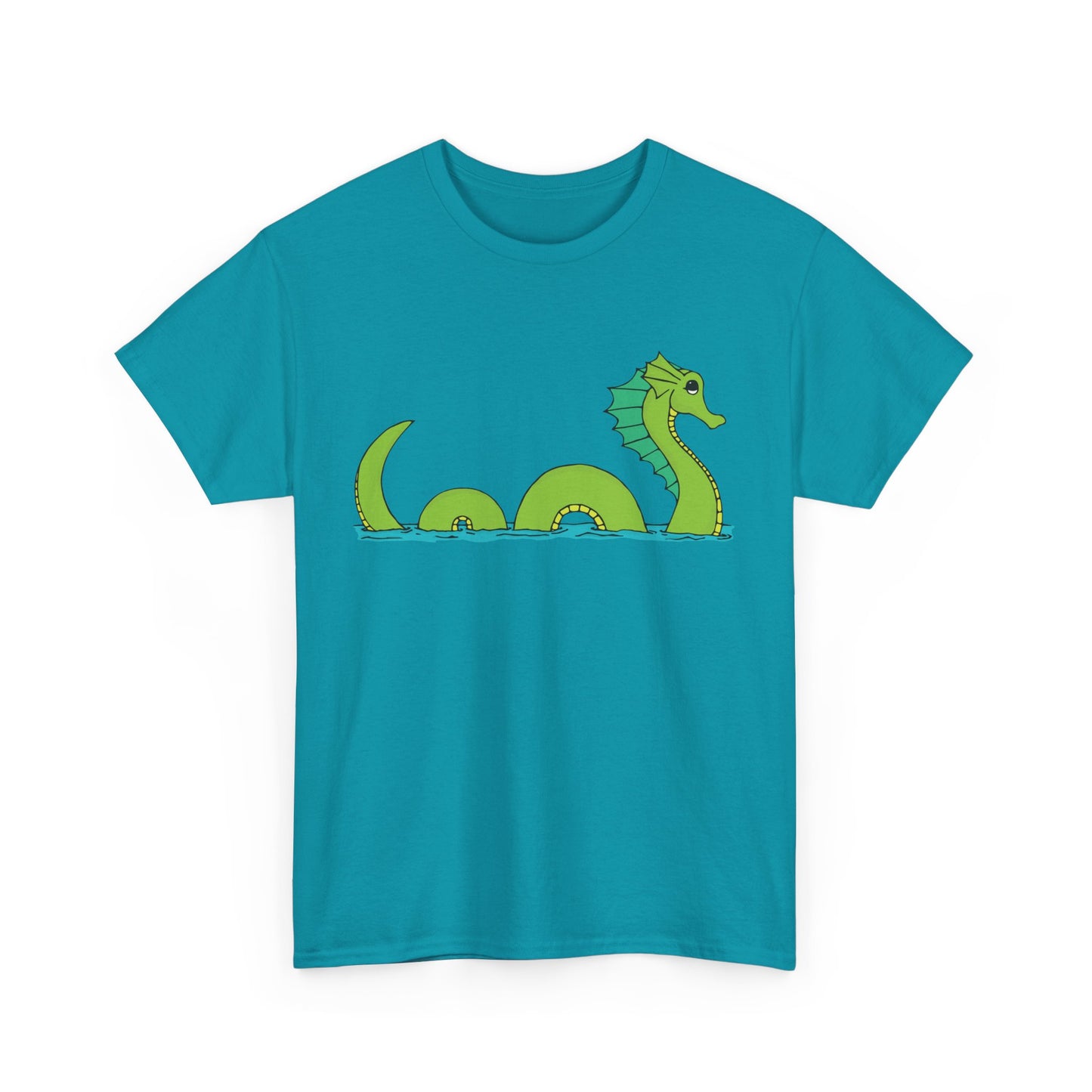 Sea Serpent T-shirt Unisex Heavy Cotton Tee - Mens Womens Loch Ness Sea Monster