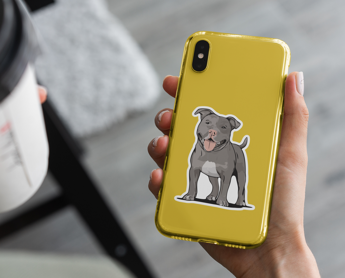 Pit Bull Terrier Dog Sticker - 3" Gray Pitbull Vinyl Decal Stickers Puppy Dogs Design Waterproof Cute Pittie Pup Pet Decals