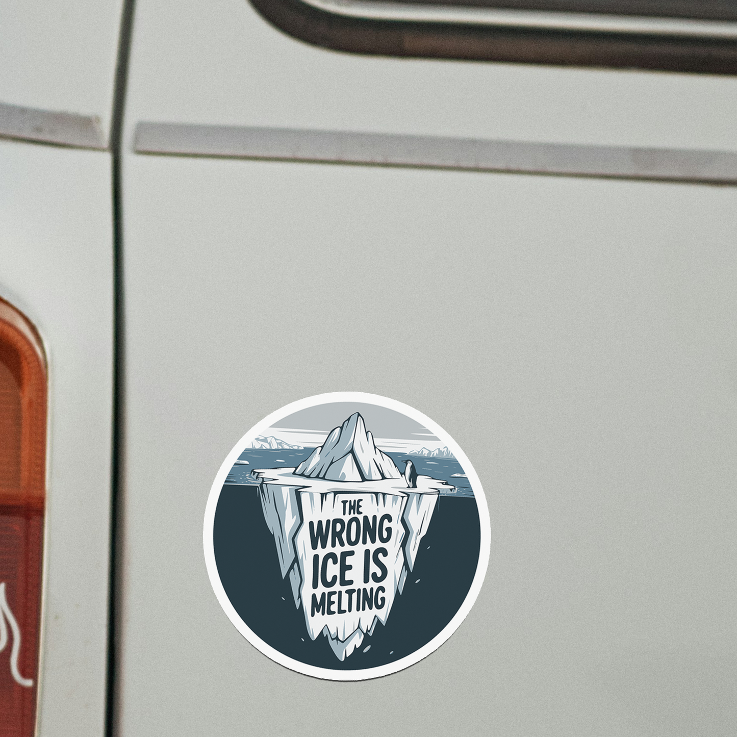 Wrong Ice Is Melting Die Cut Magnet - 5" Funny Political Magnets, Leftist Liberal, Abolish I.C.E. Climate Change Activist Car Fridge