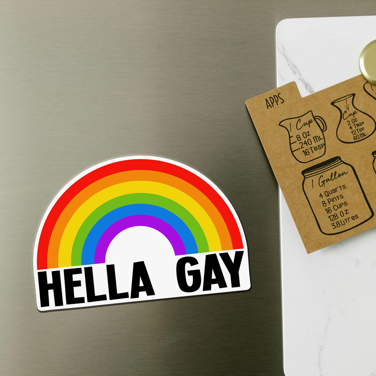 Hella Gay Rainbow Magnet - 4" Funny Pride Month Gay Lesbian Queer LGBTQIA+ Vinyl Fridge Car Magnets