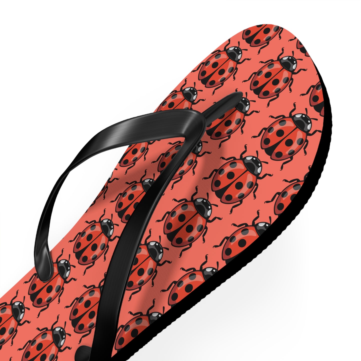 Ladybug Pattern Flip Flops | Red Insect Bug Print Summer Sandals, Ladybugs Beach Pool Footwear