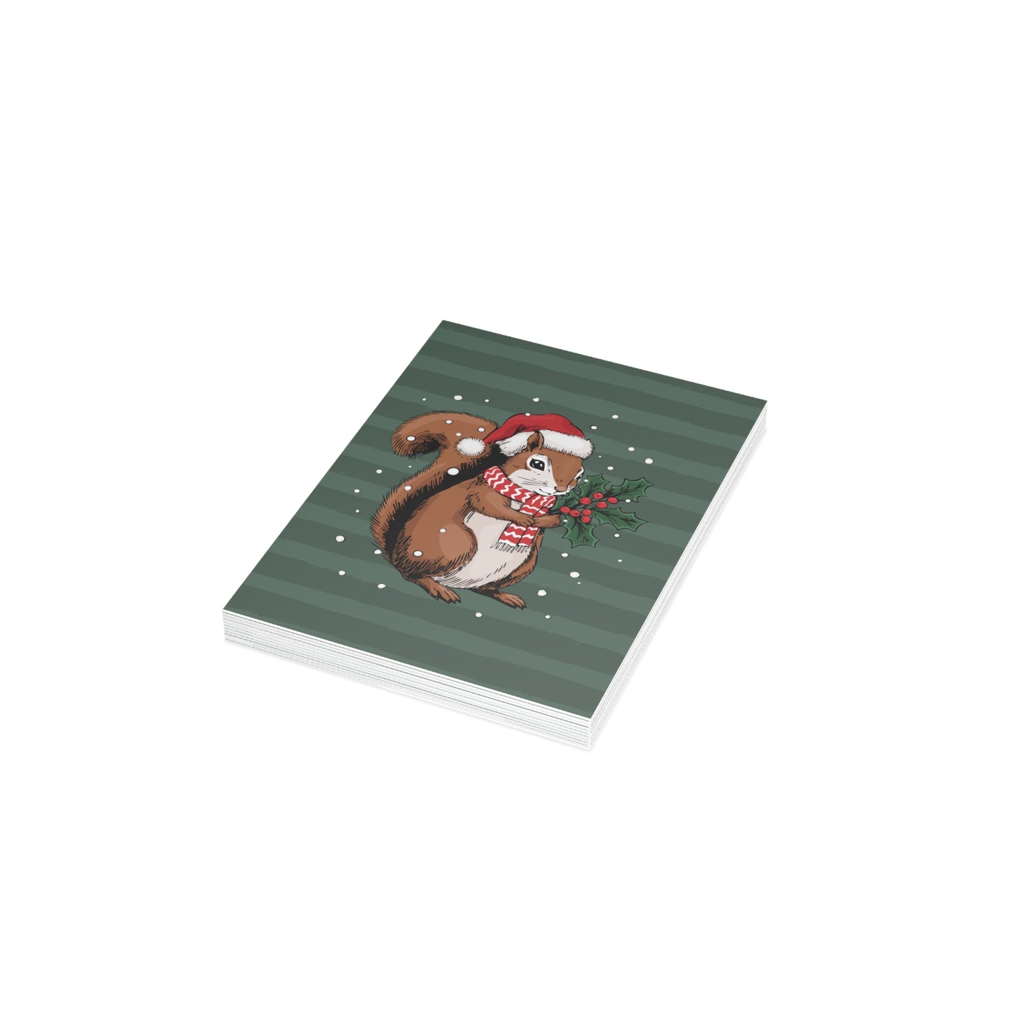 Christmas Squirrel Greeting Cards, Holiday Card 10, 30, 50 Pack + Envelopes Cute Winter Squirrels Artwork