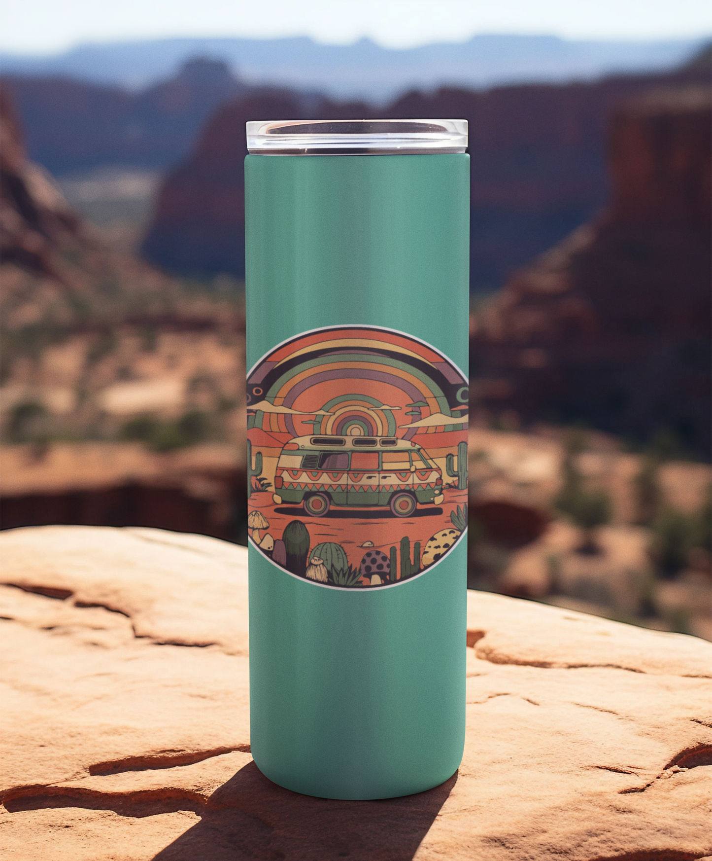 3.5" Roadtrippin' In The Desert Sticker - Vanlife Retro Van Travel Psychedelic Trippy Nomad Decal Stickers