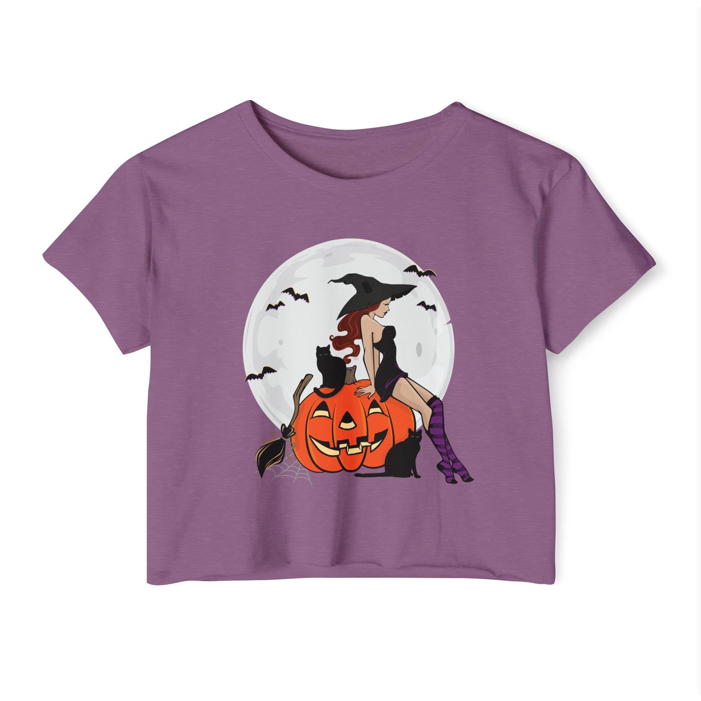 Pinup Witch Halloween Jack-O-Lantern Women's Festival Crop Top Wtichy Cropped T-shirt