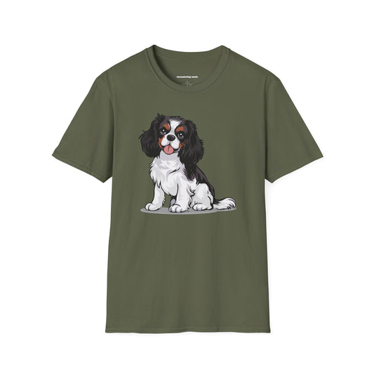 Charlie  Cavalier King Charles Spaniel Dog Unisex Soft Style T-Shirt Mens Womens Tee with Pet Dog Cavalier Puppy Print