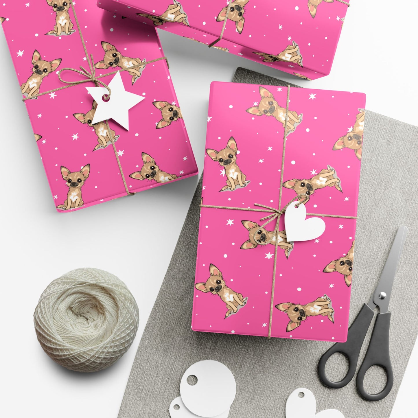 Chihuahua Dog Wrapping Paper, Puppy Dogs Print, Fun Hot Pink Gift Wrap, Cute Chihuahuas Puppies, Birthday Anniversary Holiday