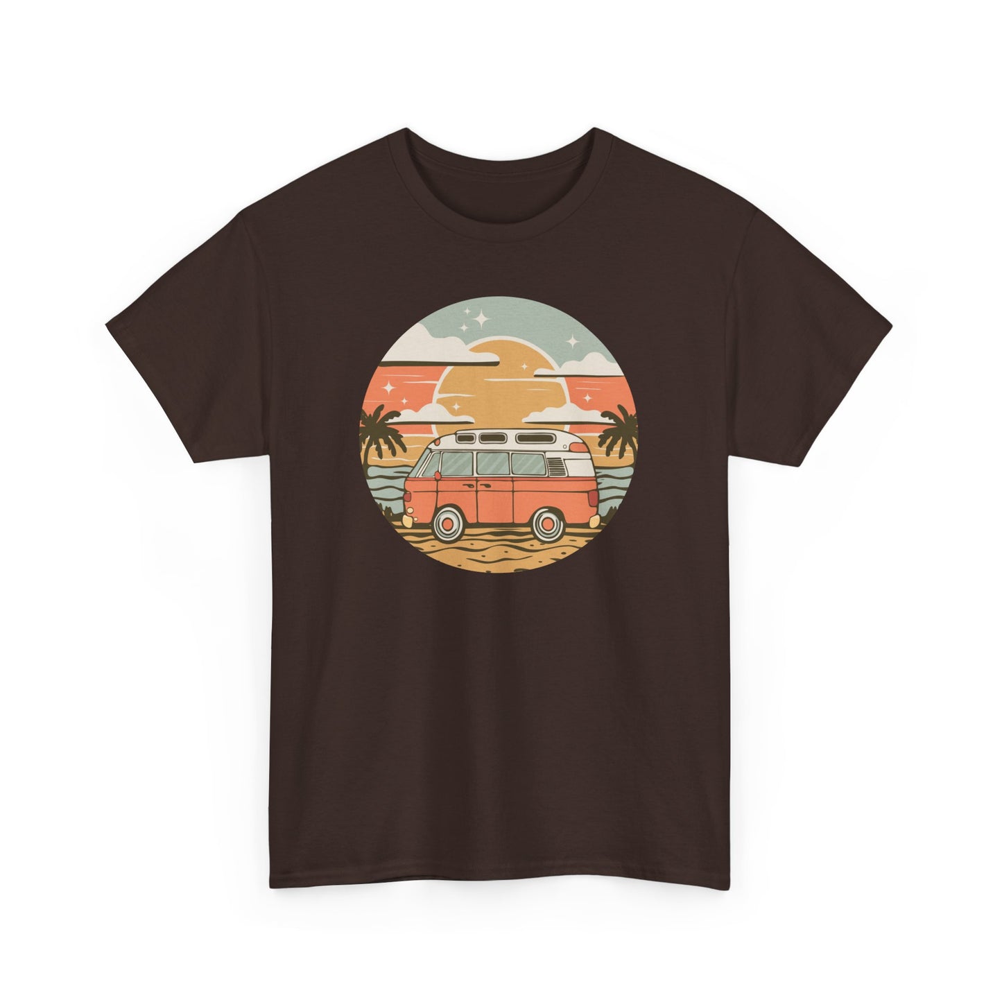 Vintage Van Dreams Nomad Campervan Vanlife Sunset T-shirt Unisex Mens Womens Heavy Cotton Tee