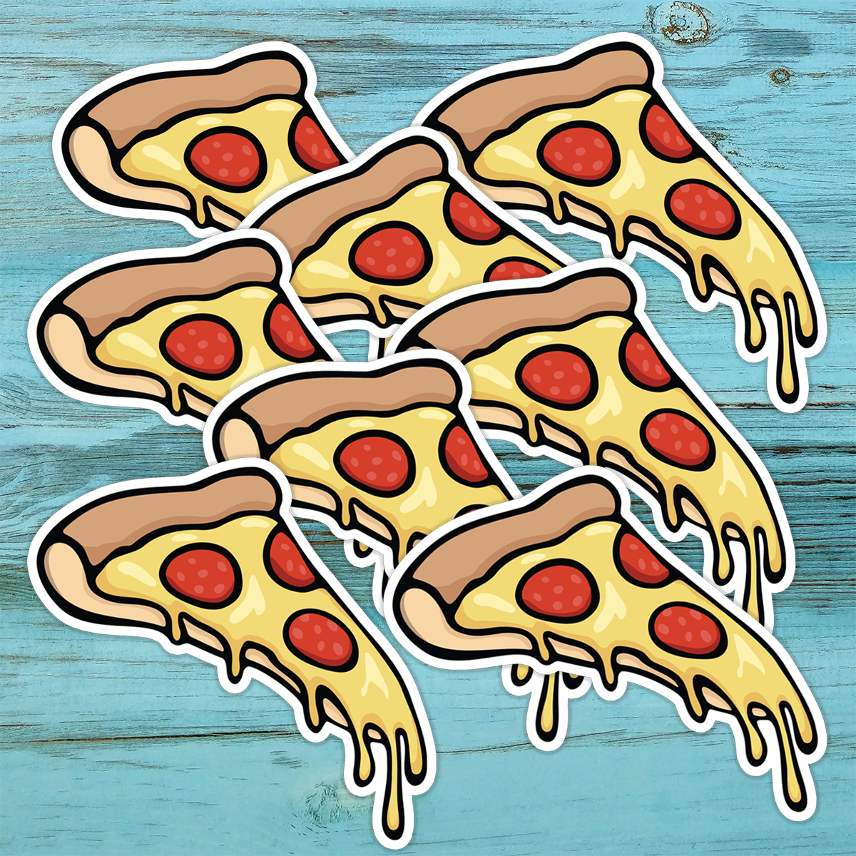 Small 2" Pizza Slice Sticker - Cheese Pepperoni Pizzas Vinyl Decal Stickers Waterproof Outdoor Decals