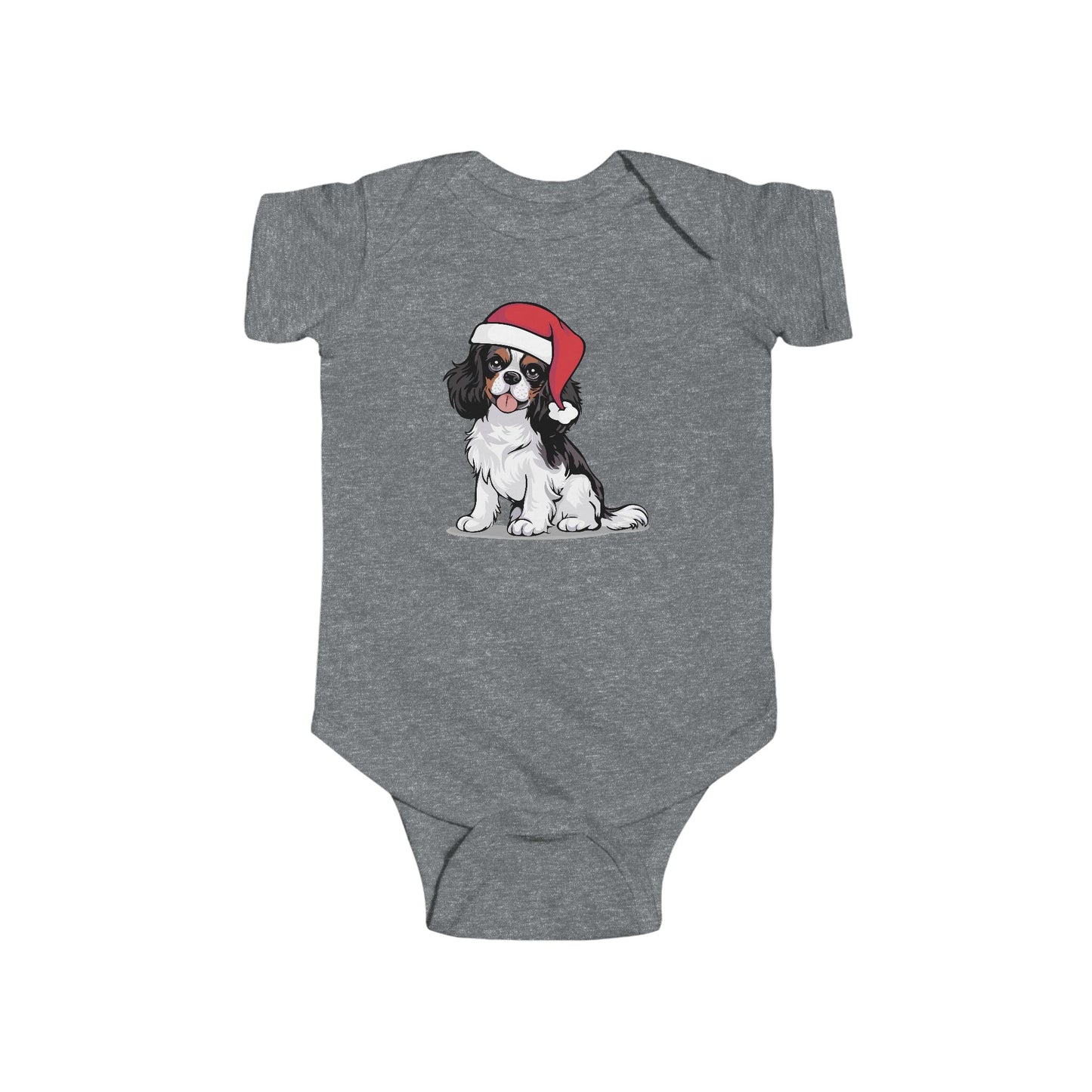 Christmas Cavalier King Charles Spaniel Dog Baby One Piece, Festive Holiday Xmas Santa Dogs Infant Bodysuit, Clothes For Babies