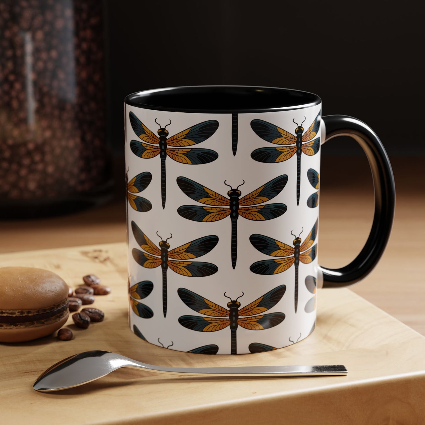 Dragonfly Pattern Coffee Mug | 11oz Ceramic Dragonflies Insect Bug Mugs, Nature Garden Kitchen Drinkware