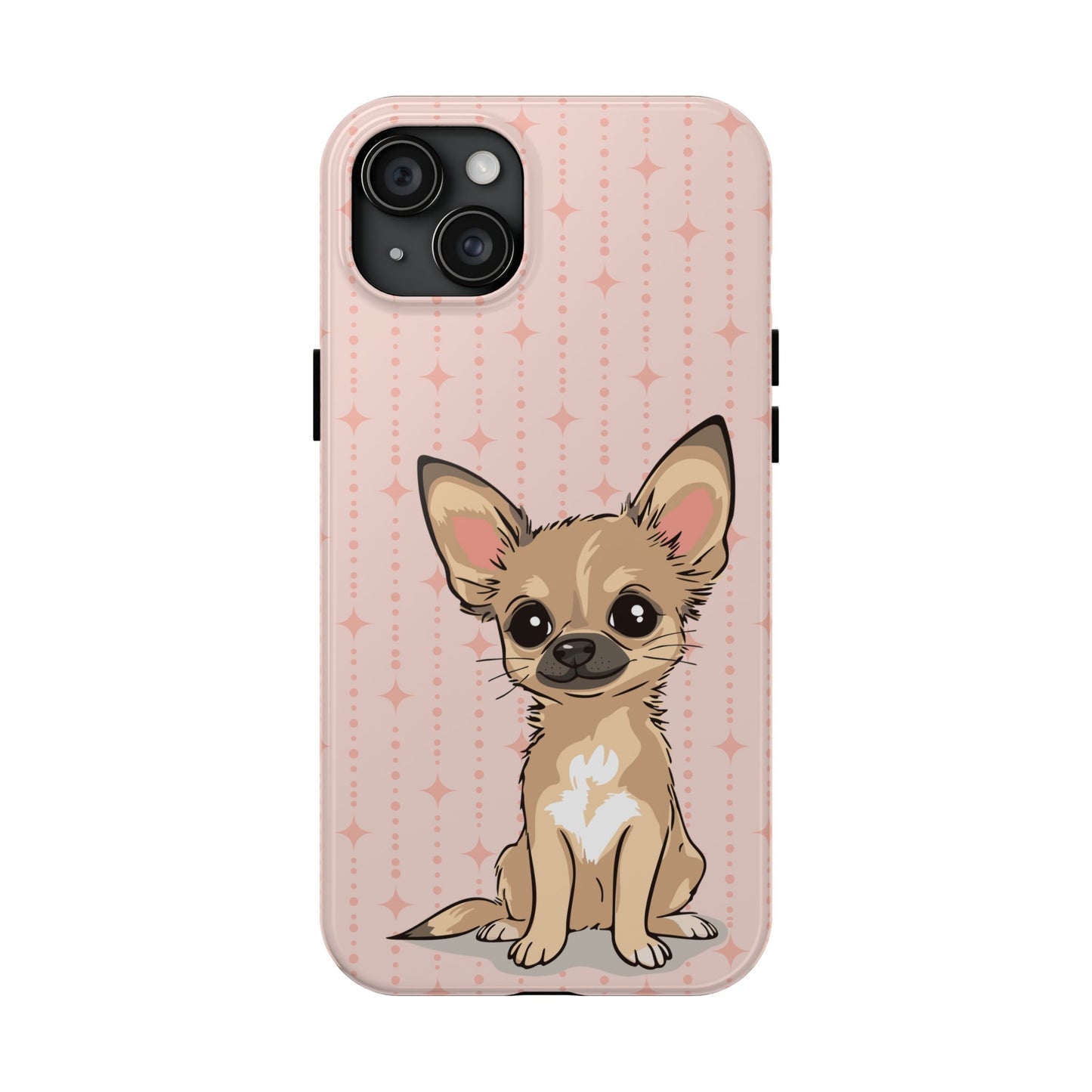 Tan Chihuahua Puppy Dog Phone Case, Tough Phone Cases Pet Dogs Retro Pink Pattern