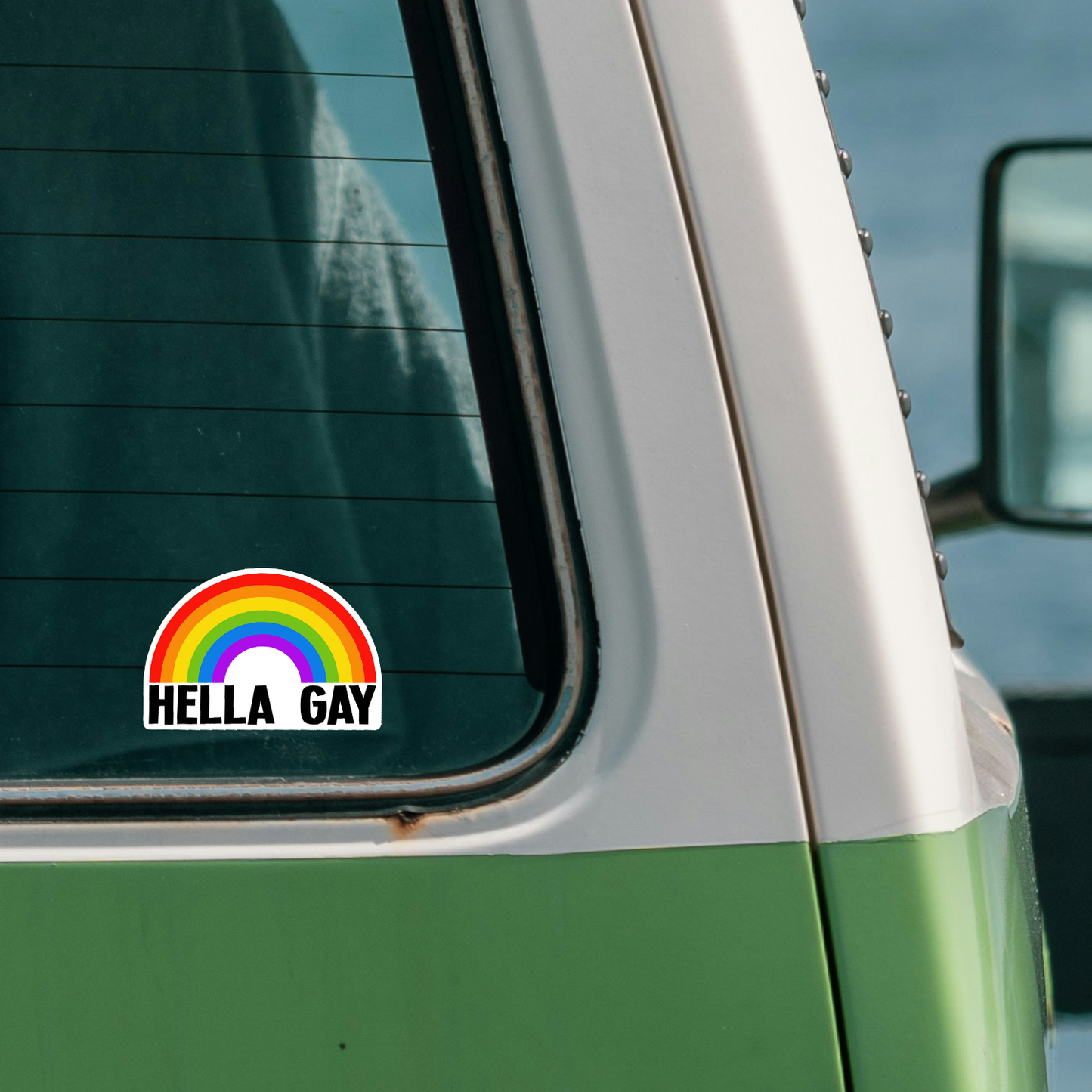 Hella Gay Rainbow Vinyl Sticker - 4" Pride Month Rainbows LGBTQIA+ Decals Waterproof Outdoor Stickers