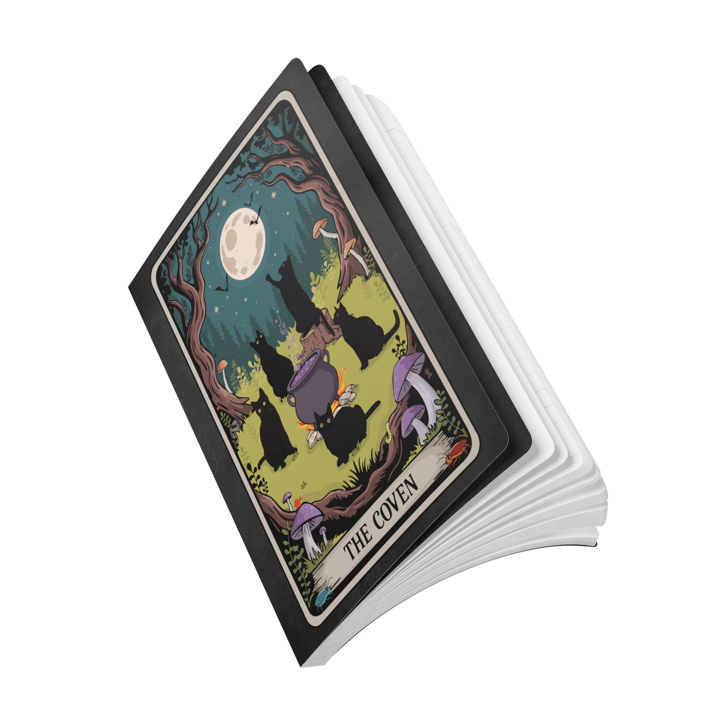 Mystical Black Cat Journal - The Coven Tarot Card Design Witch Journals, Spell Book, Gift for Cat Lovers, Spooky Halloween Notebook
