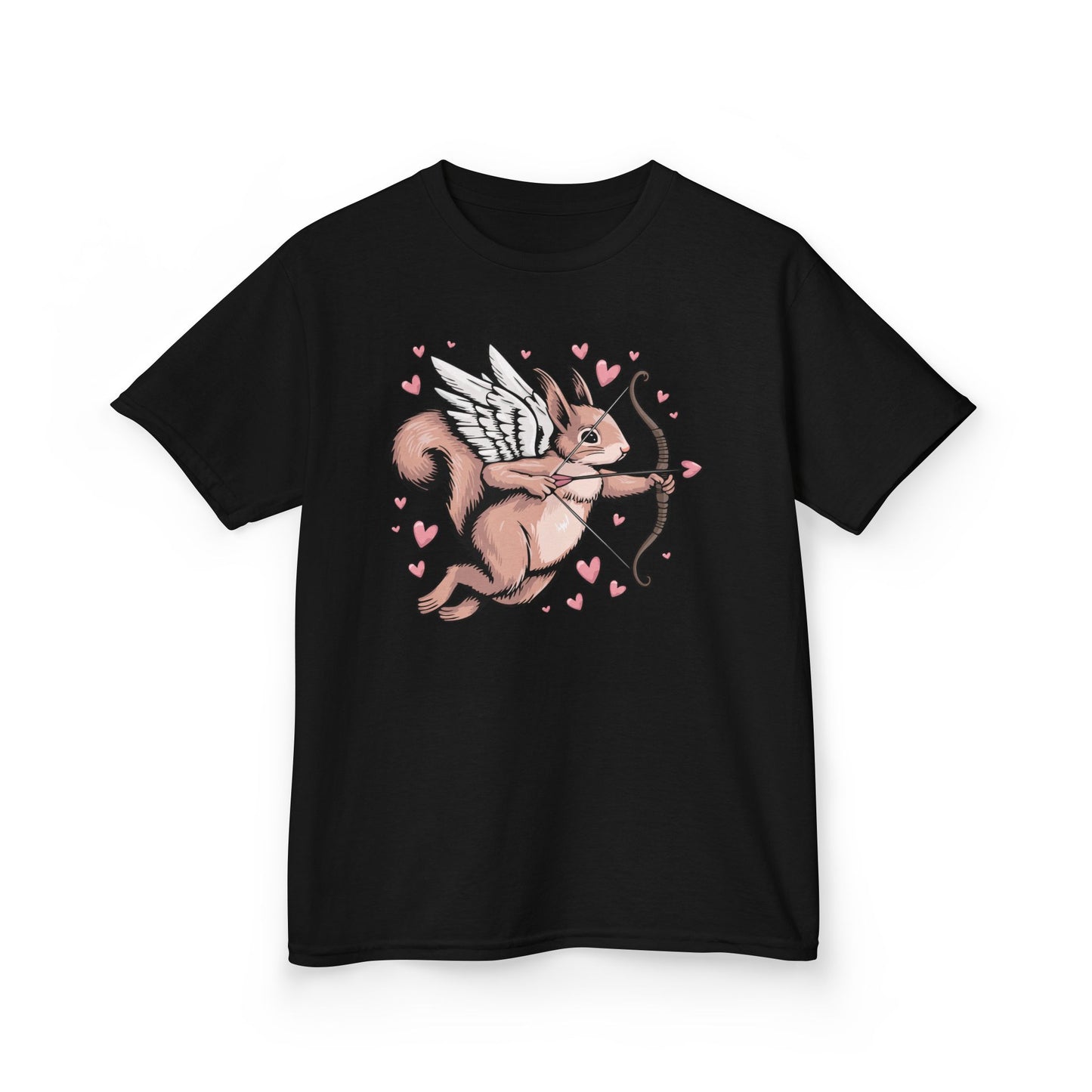 Cupid Squirrel Valentine's Day Kids T-shirt, Love Heart Tee, Valentine Cupid Arrow Squirrels Shirts Unisex Girls Boys Valentine's Gifts