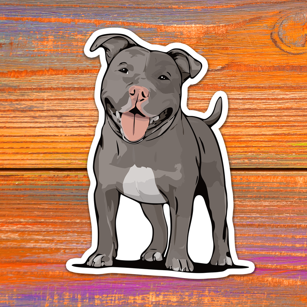 Pit Bull Terrier Dog Sticker - 3" Gray Pitbull Vinyl Decal Stickers Puppy Dogs Design Waterproof Pittie Decals