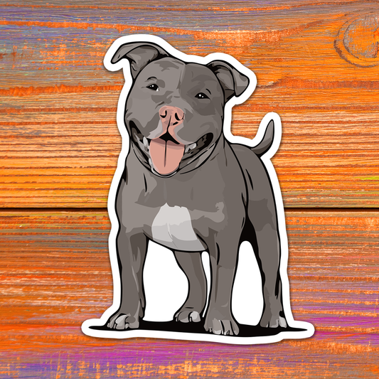 Pit Bull Terrier Dog Sticker - 3" Gray Pitbull Vinyl Decal Stickers Puppy Dogs Design Waterproof Pittie Decals