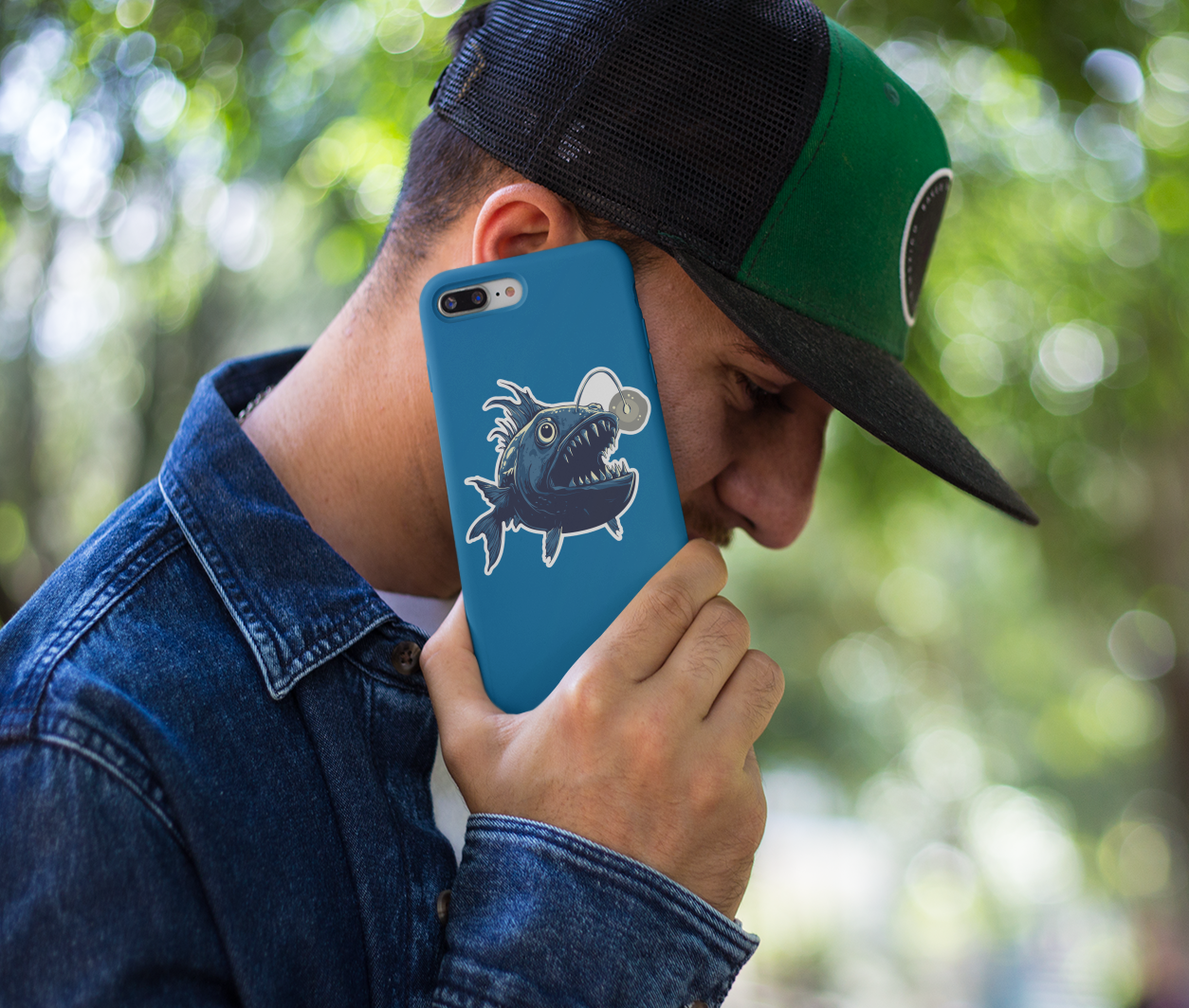 3.5" Deep Sea Anglerfish Sticker - Deep Sea Angler Fish Decal Stickers