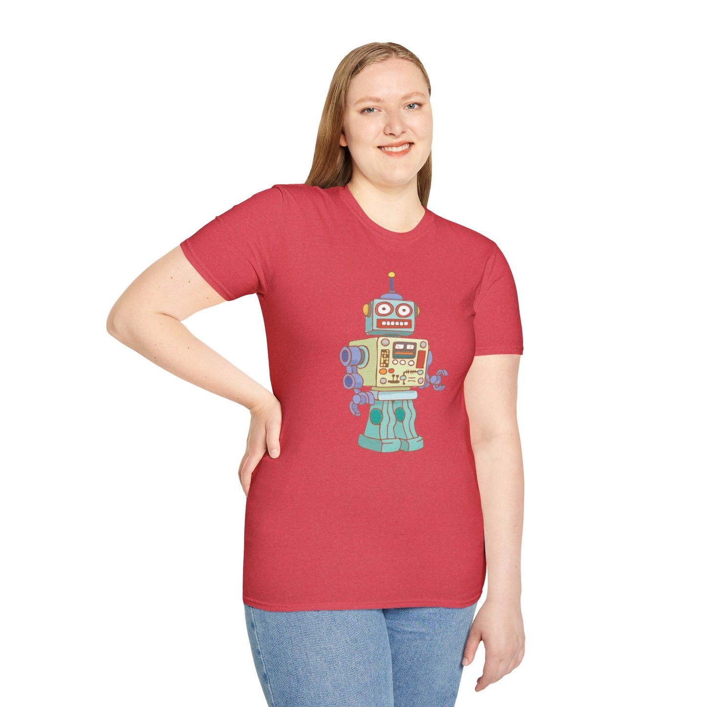 Robot Soft T-shirt Unisex Mens Womens Softstyle Tee with Fun Robots Design