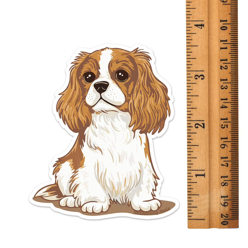 3.5" Louie Blenheim Cavalier King Charles Spaniel Puppy Dog Sticker - Waterproof, Fade-Resistant Decal Stickers
