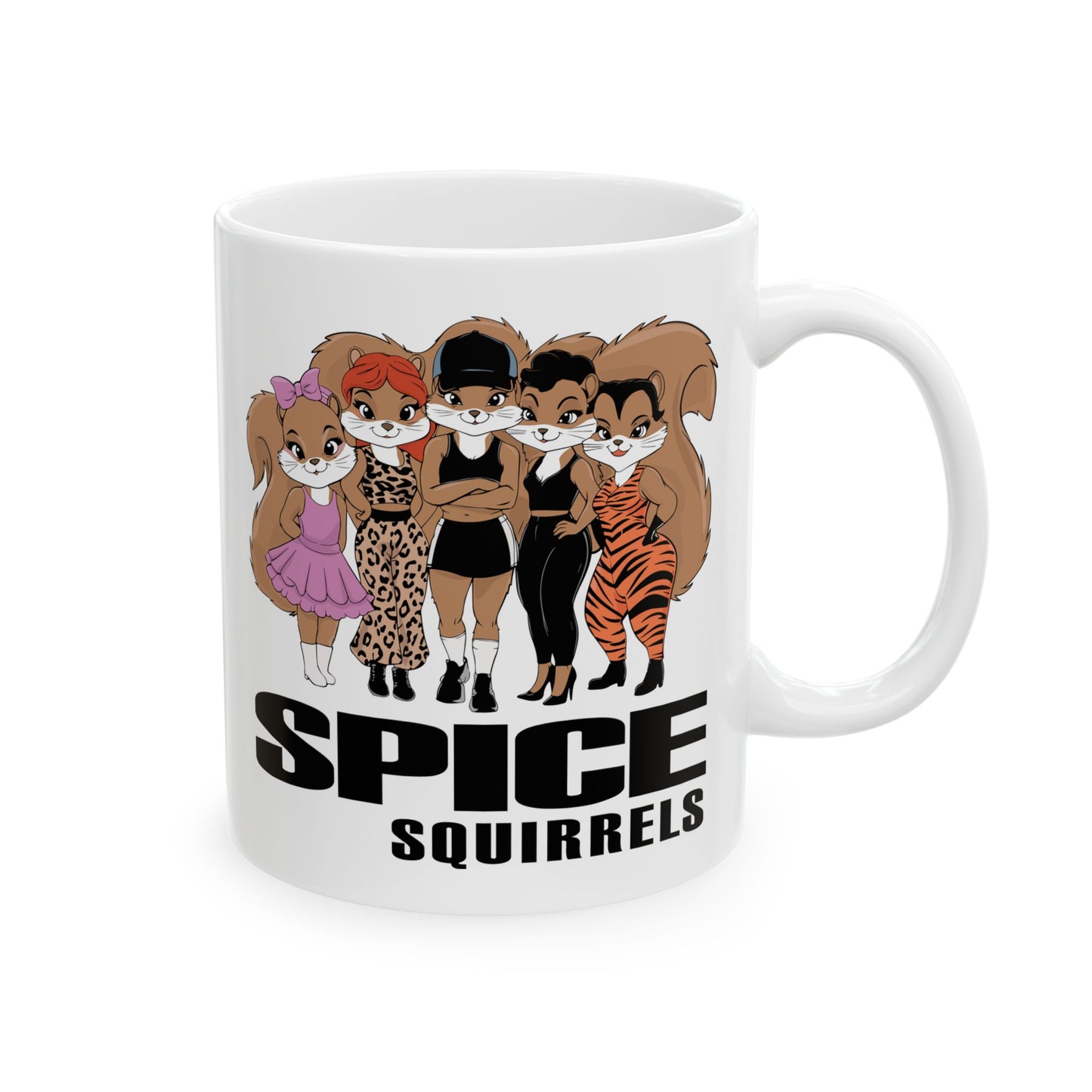 Spice Squirrels 11oz Ceramic Coffee Tea Mug with 90's Pop Music Parody with Squirrels - Gifts Ideas, 11 Ounce Coffee Cups & Mugs