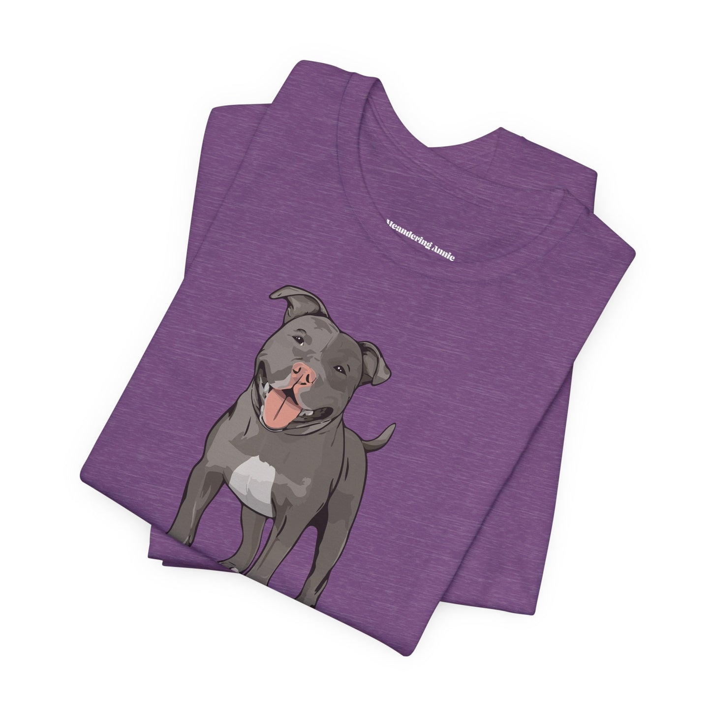 Gray Pitbull Dog T-shirt: Pit Bull Puppy Dogs Unisex Short Sleeve Tee, Pet Owner Gift, Dog Mom Dad Shirt