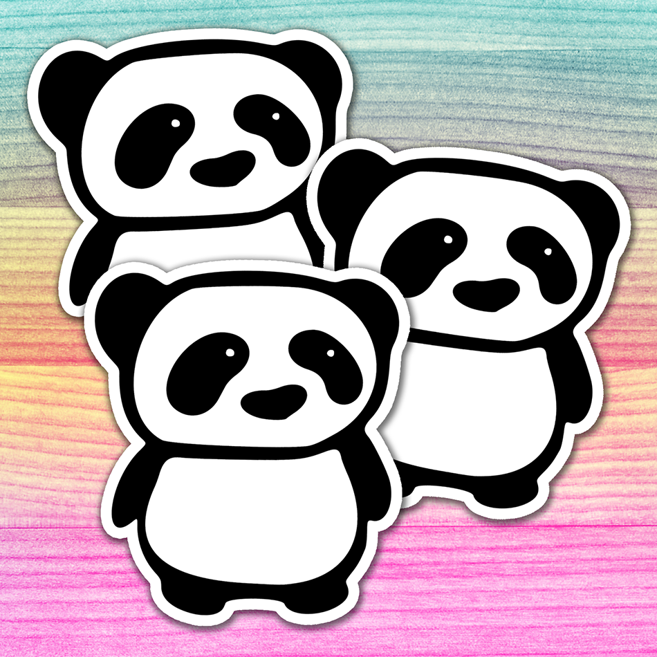 Panda Stickers - Waterproof Decal Sticker Pack Black & White Pandas